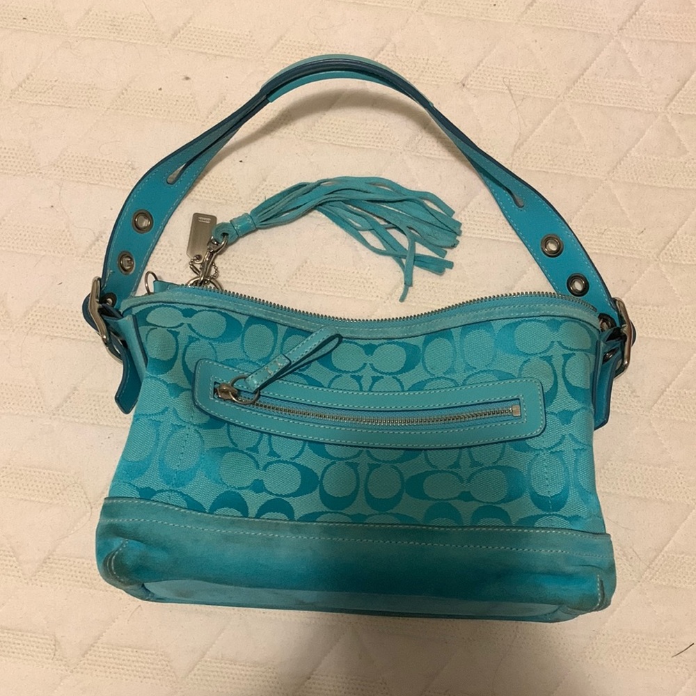 Turquoise / teal blue coach bag / purse